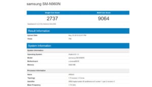 Galaxy Note 9 8GB RAM and 512GB storage, Specification Leak