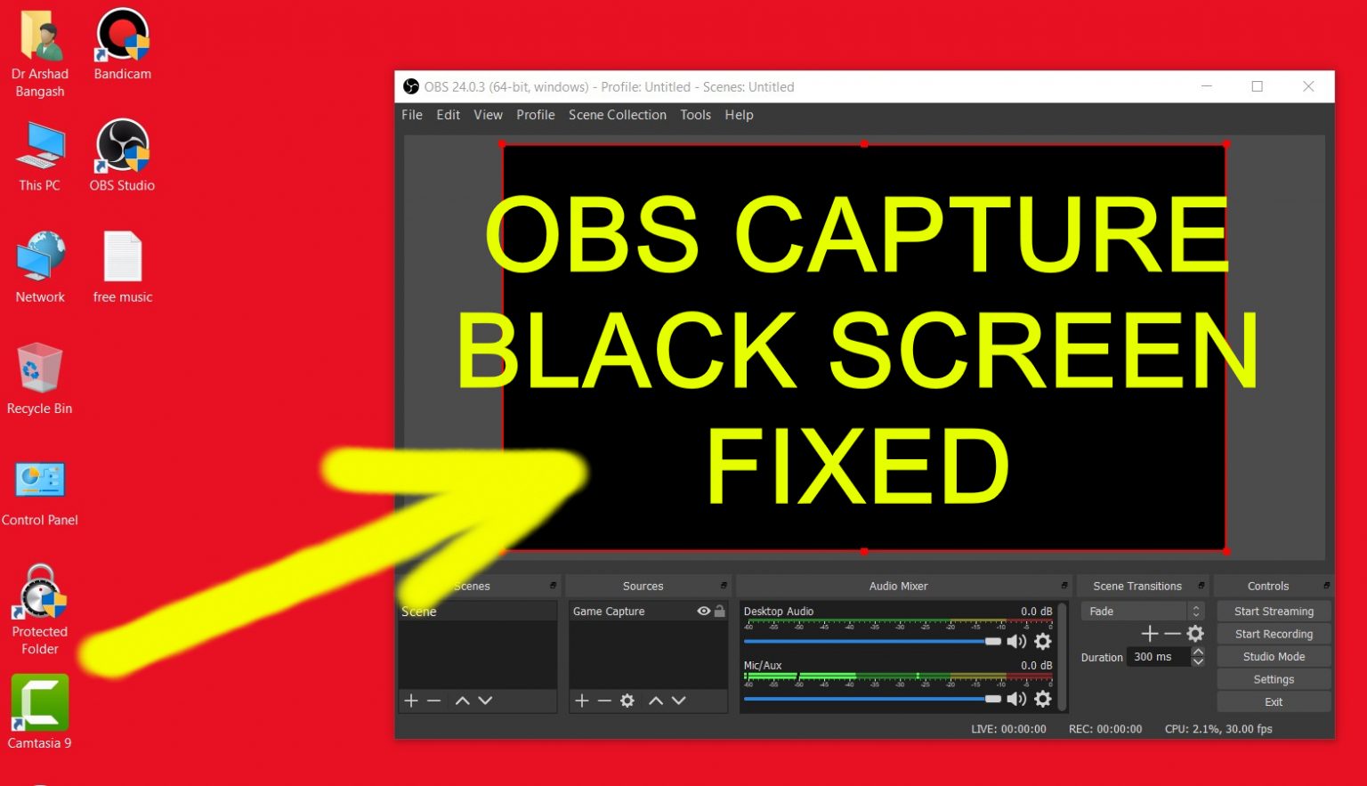 obs studio game capture black screen windows 10